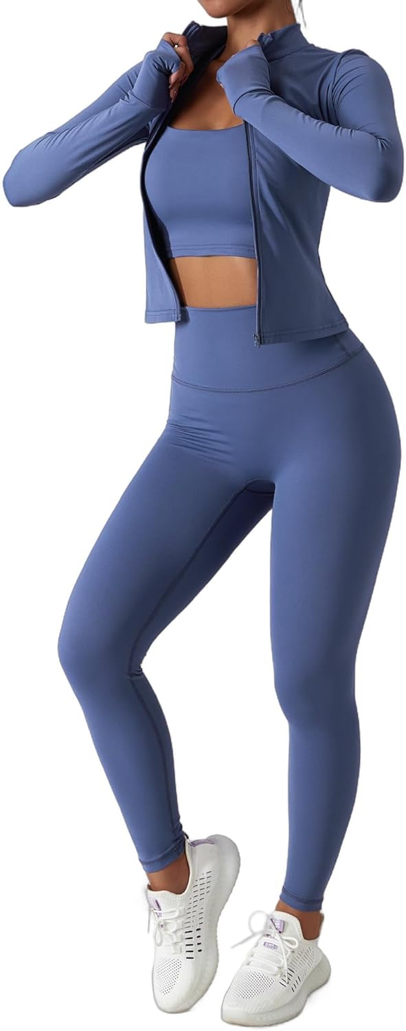 3-Piece Seamless Moisture-Wicking Workout Set for Women