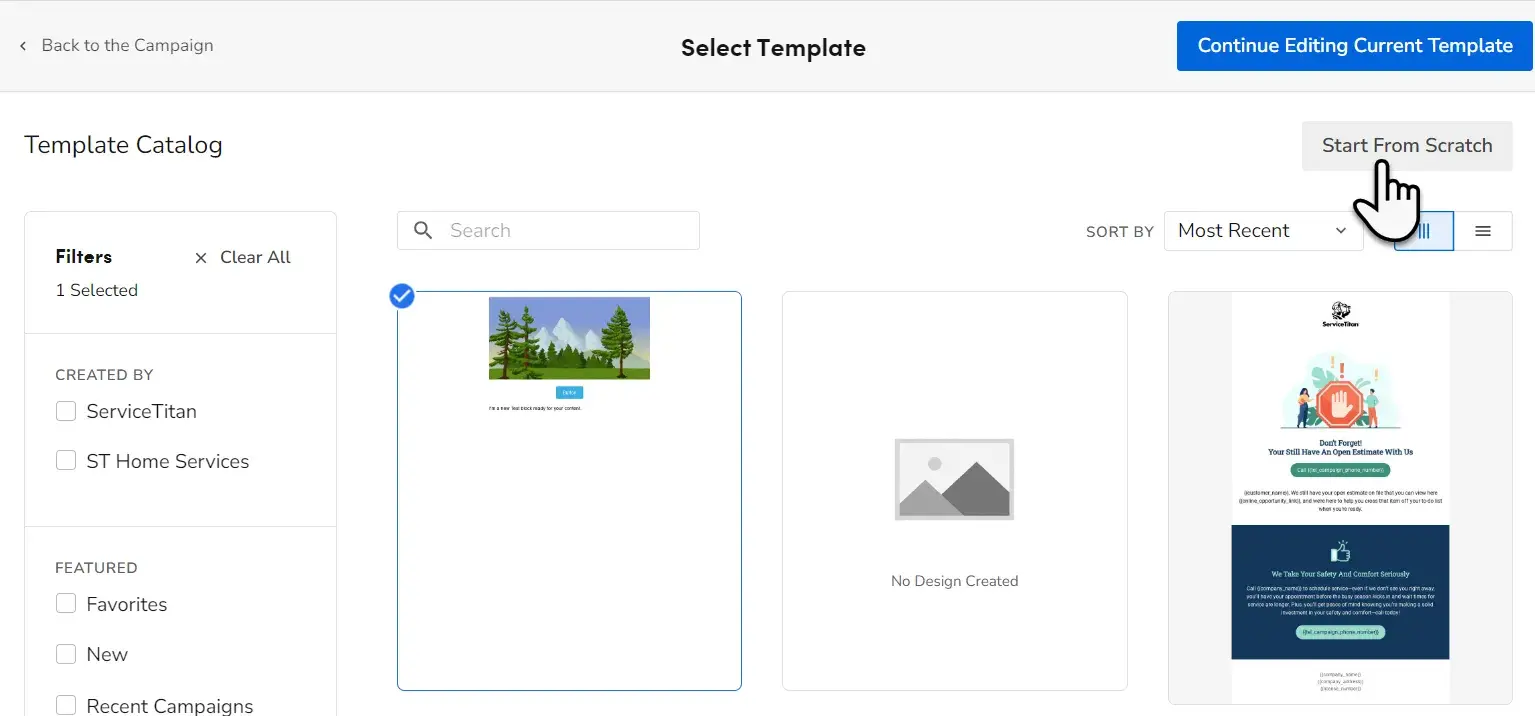 a screenshot of servicetitan’s email marketing software user interface