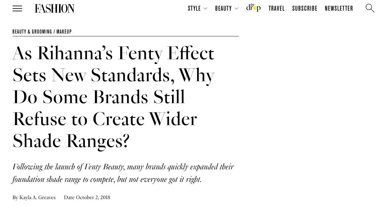 branding differentiation, fenty