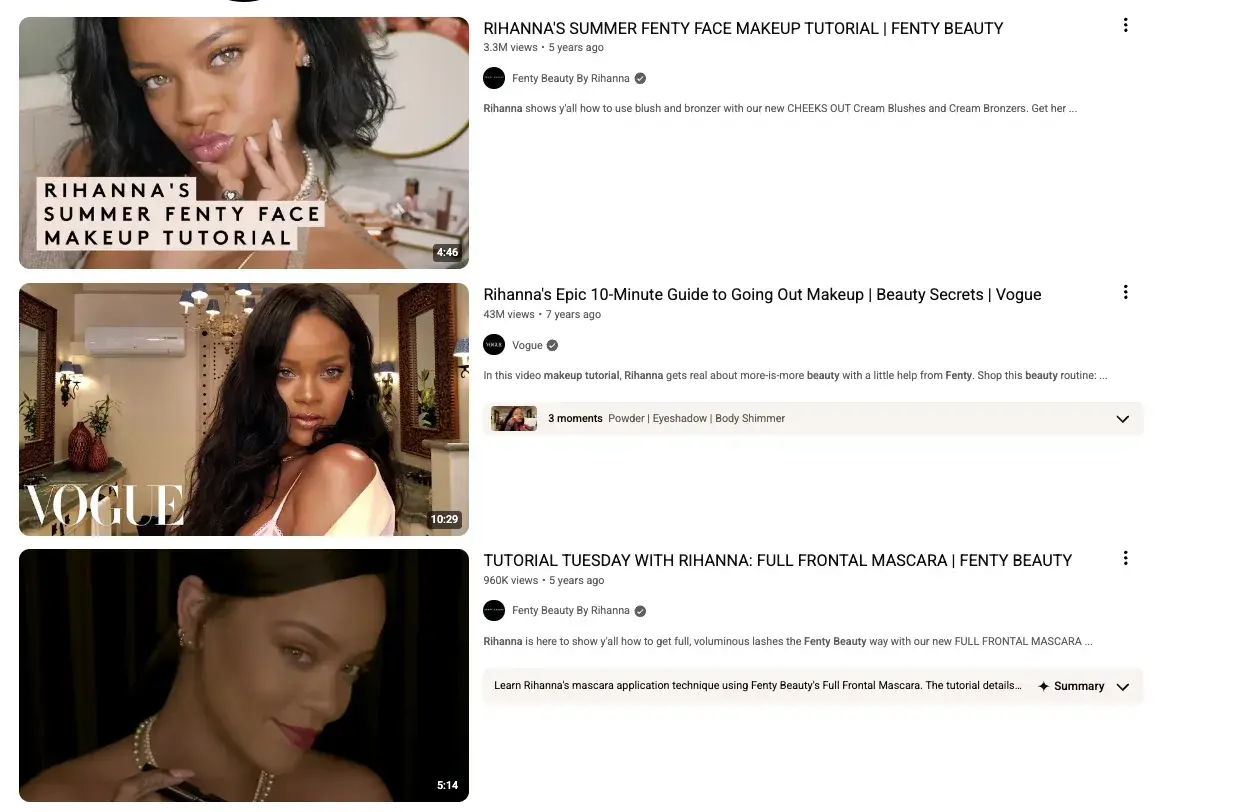 branding differentiation, fenty youtube